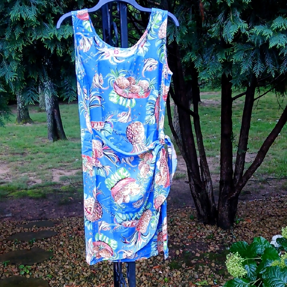 THE HAWAIIN ORIGINAL Floral Blue Sleeveless Dress NWOT SZ M